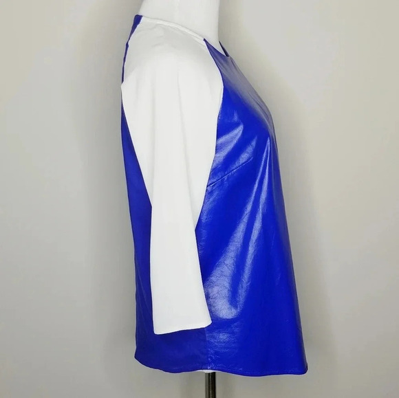 Line & Dot Colorblock Lambskin Leather Top S - Picture 3 of 7